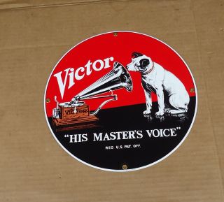 Rca Victor Nipper Dog Porcelain Sign Advertising,  Phonograph,  His Masters Voice
