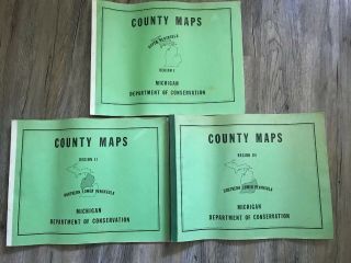 Vintage Michigan Dept.  Of Conservation County Map Books Lower & Upper Peninsulas