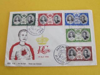 Monaco 5 Stamps On First Day Cover Postmarked 1956 Fdc