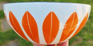 5 1/2 " Catherine Holm Orange & White Enamel Bowl,  Enamelware - Lotus,  Norway