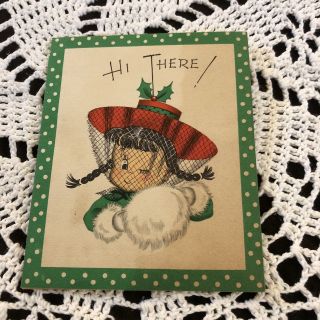 Vintage Greeting Card Christmas Norcross Susie Q Girl Muff