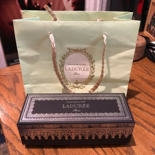 Laduree Paris Black Macaron Box,  Green Bag Authentic Gorgeous Pair