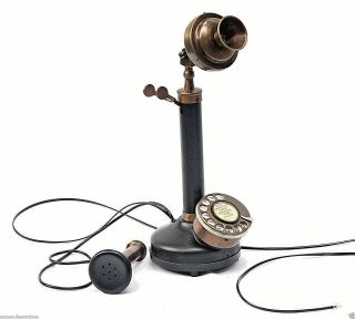 Old Retro Vintage Candlestick Phone Rotary Dial Home Office Decor Functional
