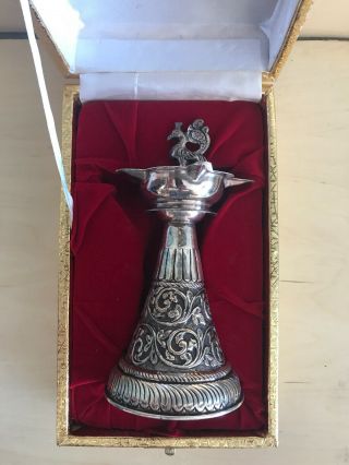 Indian Sterling Silver Hand Held Bell / Ghanti For Diwali / Puja / Kitchen