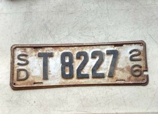 1926 South Dakota License Plate T 8227