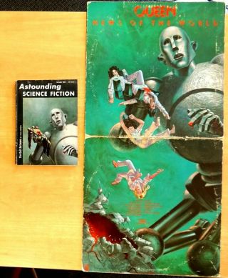 Astounding Science Fiction October 1953 Kelly Freas Cover Art & Queen Lp Cover