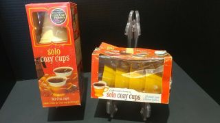 Vintage Solo Cozy Cups Refill Box Of 50 And 4 Yellow Cozy Cup Holders