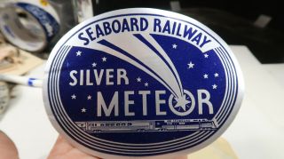 1930s Train Luggage Label Tag Sticker Seaboard Railway Silver Meteor
