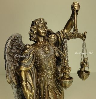 St Michael Archangel Weighing Souls Figurine Statue Sculpture Bronze Finish