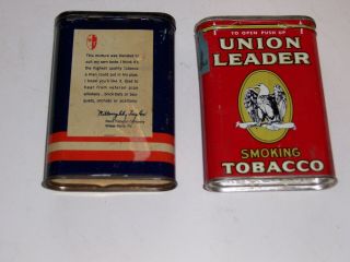 (2) vintage smoking tobacco pocket tins/cans Willoughby Taylor,  Union Leader 2