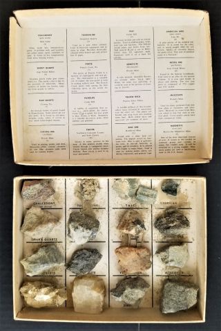 Vintage 16pc Minerals Of Lancaster County Pa Tourmaline Deweylite Magnetite Mica