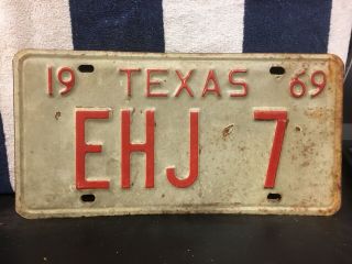 Vintage 1969 Texas Vanity License Plate (ehj 7)