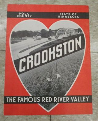 Crookston Polk County Minnesota Brochure 1940s Famous Red River Valley