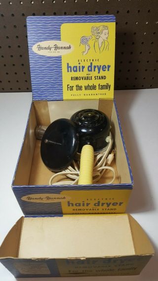 Vintage Handy Hannah Hair Dryer And Removable Stand 4c
