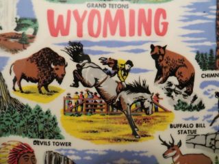 Vintage Wyoming Souvenir Plate Colorful 7 1/4 