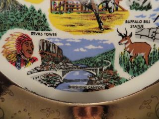 Vintage Wyoming Souvenir Plate Colorful 7 1/4 