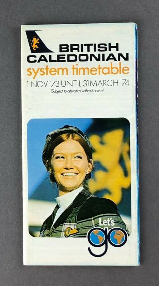 British Caledonian Airline System Timetable Winter 1973/74 Bcal Airways
