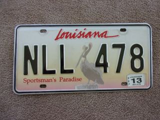 2013 Louisiana Pelican License Plate Nll - 478