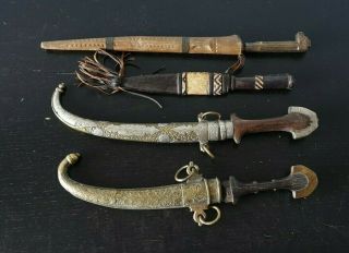 4 Knifes Antique Saber Sword Africain African Dagger Africanisch