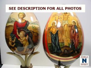 Noblespirit (3970) 2x Large Russian Religious Decorative Eggs
