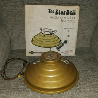 Vintage Star Bell Musical Rotating Gold Glitter Christmas Tree Stand