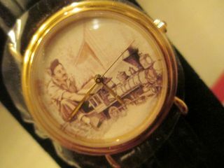 Walt Disney Artist Hand Drawn Wristwatch Rare Watch In Leather Tube Mickey 3