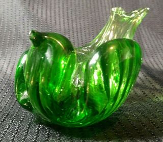 Vintage Emerald Green Art Glass Bird Pipe Rest Stand