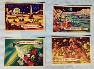 4 Different 1958 Topps Target Moon (blue) Cards 18,  34,  39 & 43 -