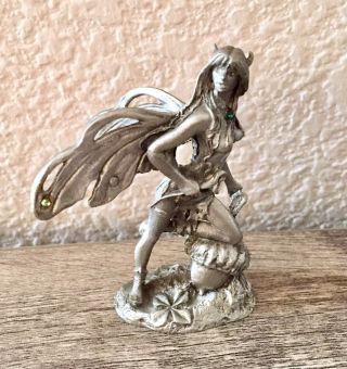 Vintage Gallo Pewter Metal Jeweled Fairy Figuine