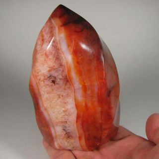 4.  8 " Carnelian Agate Flame Polished Standup Display Stone - Madagascar - 1.  9 Lbs