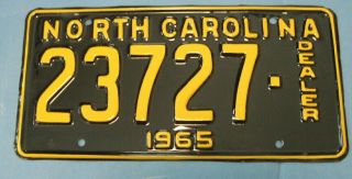 1965 North Carolina Dealer License Plate Professionally Restored Show Quality