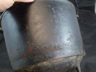 Antique Wagner Ware Early 9 Cast Iron Kettle 3 Footed Bean Pot Dutch 5