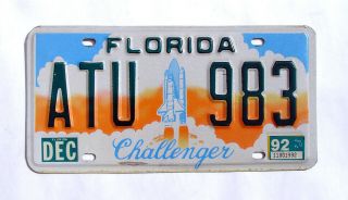 Florida Space Shuttle Challenger License Plate Nasa Atu 983