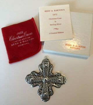 Vintage 1972 Reed & Barton Sterling Silver Christmas Cross Ornament Pendant