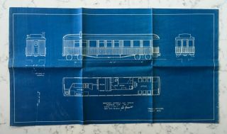 Railroad Blueprint Plan Diagram Bradford Bordell & Kinzua Business Car 1944