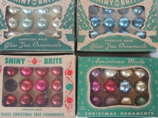 45 Vintage Christmas Ornaments 7/8 " Miniature Feather Tree W/box Mercury Glass