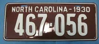 1930 North Carolina License Plate Professionally Restored Show Quality