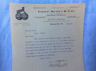 6.  10f 1906 Gaar Scott Co Threshing Machinery Kansas City Mo Sign Letterhead