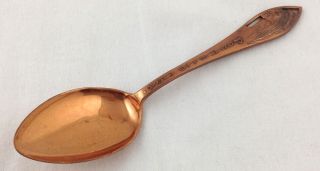 Vtg Solid Copper Spoon Souvenir Pocatello Idaho Indian Chief Head Handle Pierced
