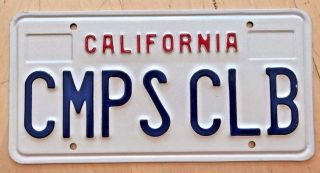 California Vanity License Plate " Cmpsclb " Cmps Clb Camps Club