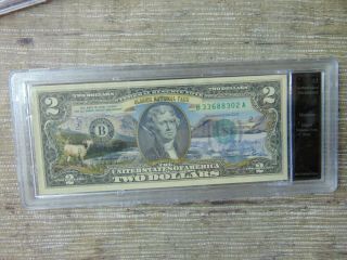 $2 Two - Dollar Colorized U.  S.  Bill Glacier National Park State Uncirculated Auth