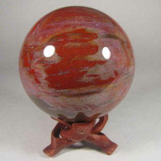 2.  6 " Petrified Wood Sphere Ball W/ Stand - Madagascar - 67mm