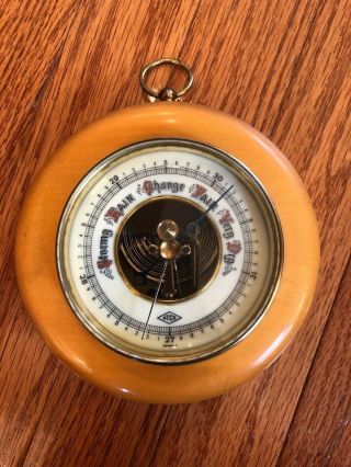 Vintage Atco Barometer,  Wood Frame With Thick Glass Face.  Made In Germany.