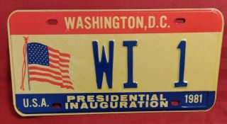 1981 District Of Columbia Wi - 1 Wisconsin Inaugural License Plate
