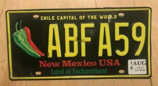 Mexico Chile Capitol Of The World License Plate " Abfa 59 " Nm Award Winner