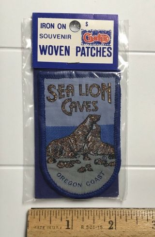 Nip Sea Lion Caves Oregon Coast Or Metallic Woven Souvenir Patch Badge