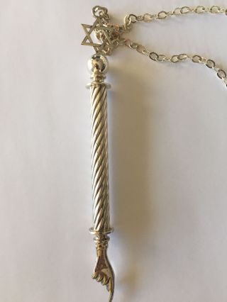 Hand - Made Solid Sterling Silver Yad Torah Pointer With Chain