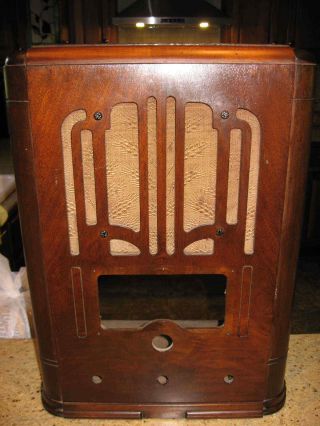 Vintage Rca 7t Tombstone Tube Radio Cabinet