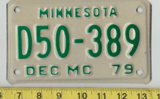 1979 Minnesota Motorcycle License Plate D50 389