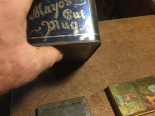 3 Vintage Tobacco Tins Mayo’s Cut Plug Dill’s Best Cut Plug & Lorillard’s Climax 4